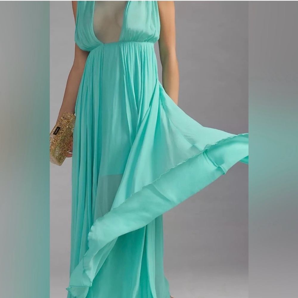 Elegant Aqua Evening Gown